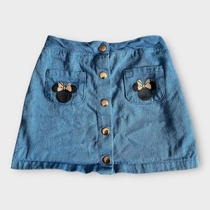 Disney Junior Minnie Mouse Girls Sz 6 Blue Skirt Mouse Ears Pockets Snap Front